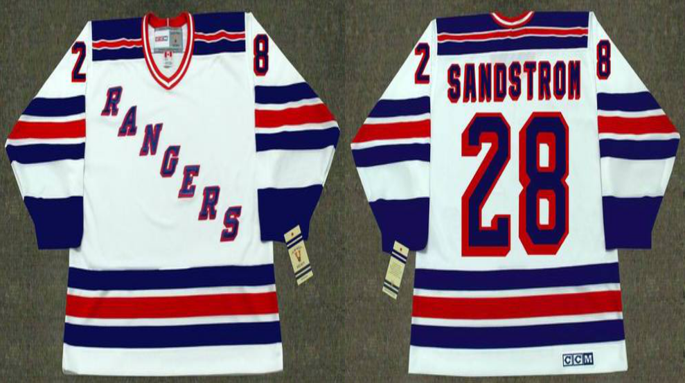 2019 Men New York Rangers #28 Sandstrom white CCM NHL jerseys->new york rangers->NHL Jersey